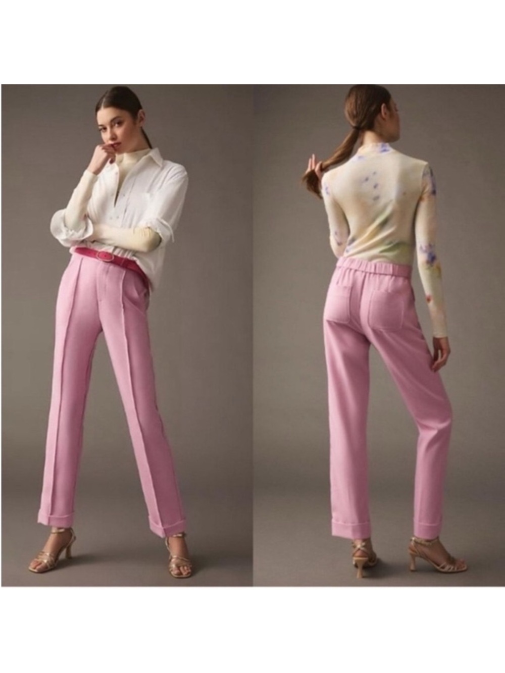 Anthropologie Pink Straight-Leg Pants